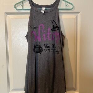 Gray Witch Graphic Tank Top